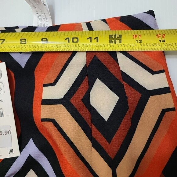 ZARA HIGH-WAIST PRINTED SKIRT ORANGE | 2396/066 SIZE M - Picture 6 of 14